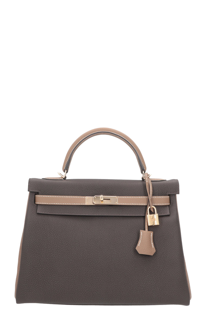 HERMÈS Kelly 32 HSS Togo Etoupe Ebene Permabrass