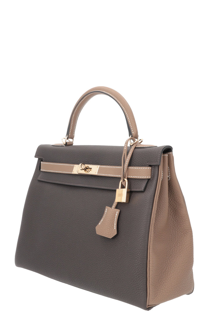 HERMÈS Kelly 32 HSS Togo Étoupe Plain Permabrass