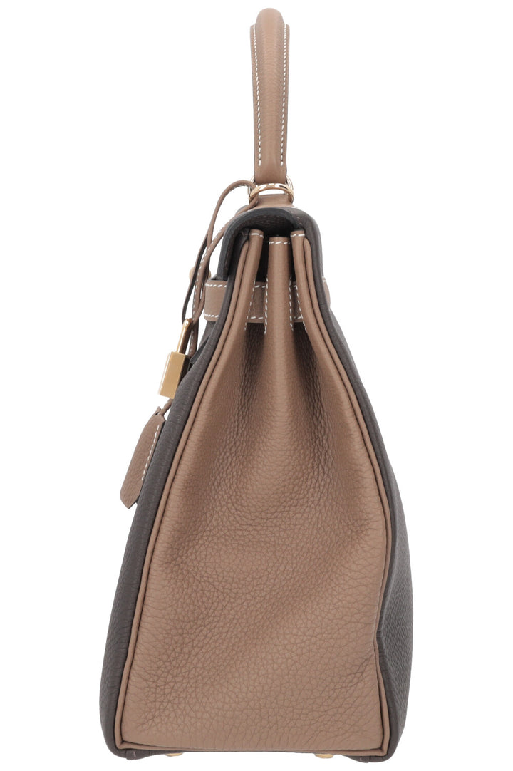 HERMÈS Kelly 32 HSS Togo Étoupe Plain Permabrass