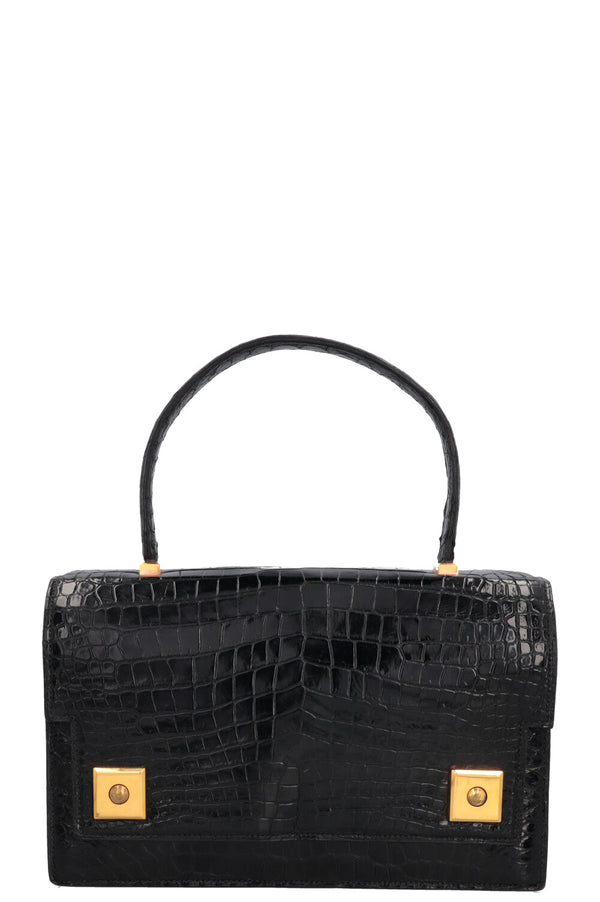 HERMÈS The Piano Handbag Black Porosus Croco