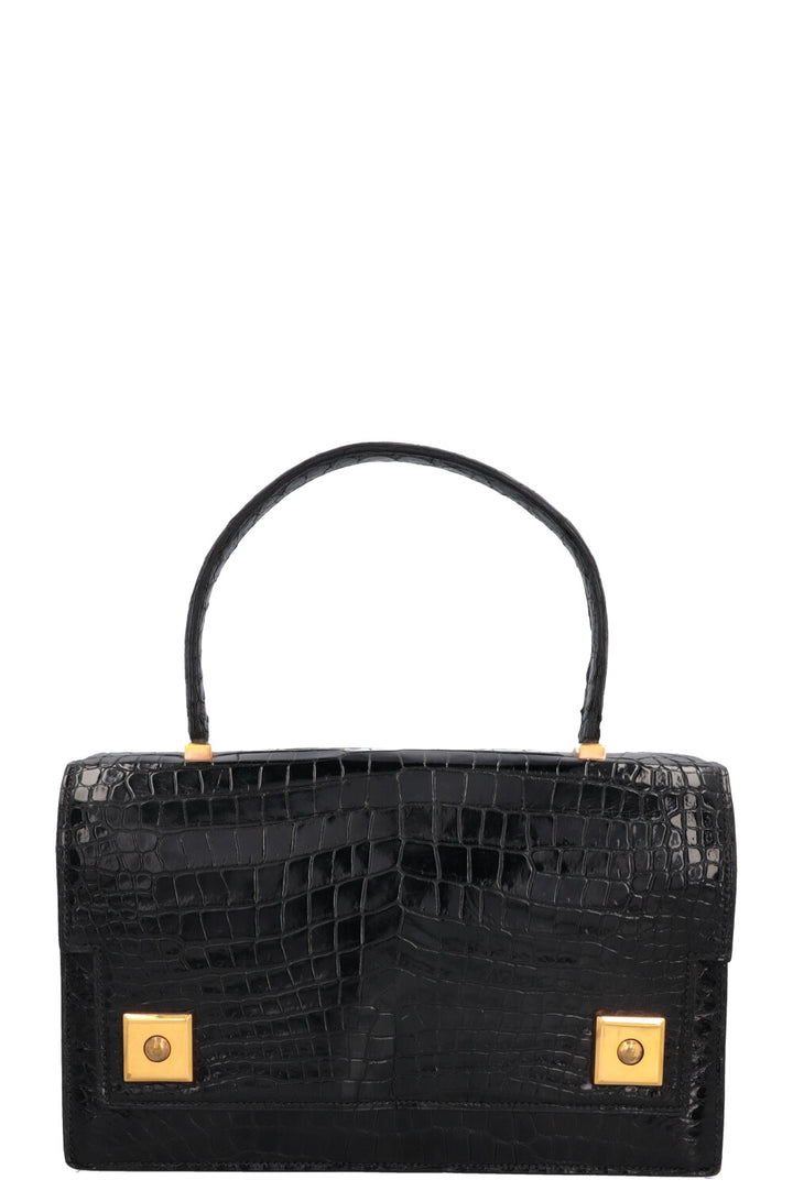 HERMÈS The Piano Handbag Black Porosus Croco
