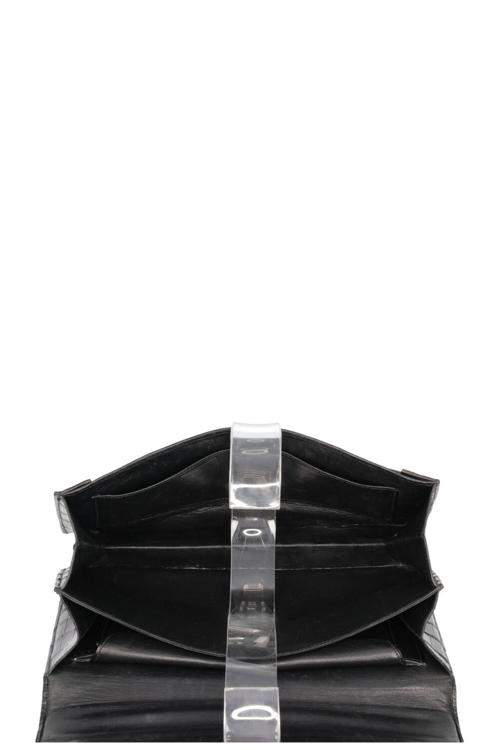 HERMÈS The Piano Handbag Black Porosus Croco