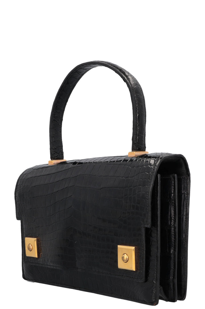 HERMÈS The Piano Handbag Black Porosus Croco