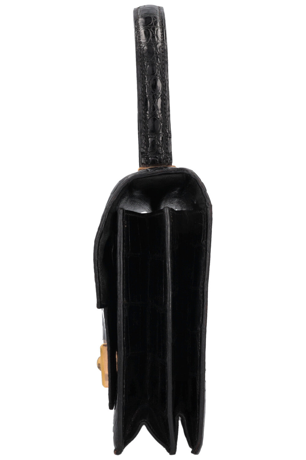 HERMÈS The Piano Handbag Black Porosus Croco