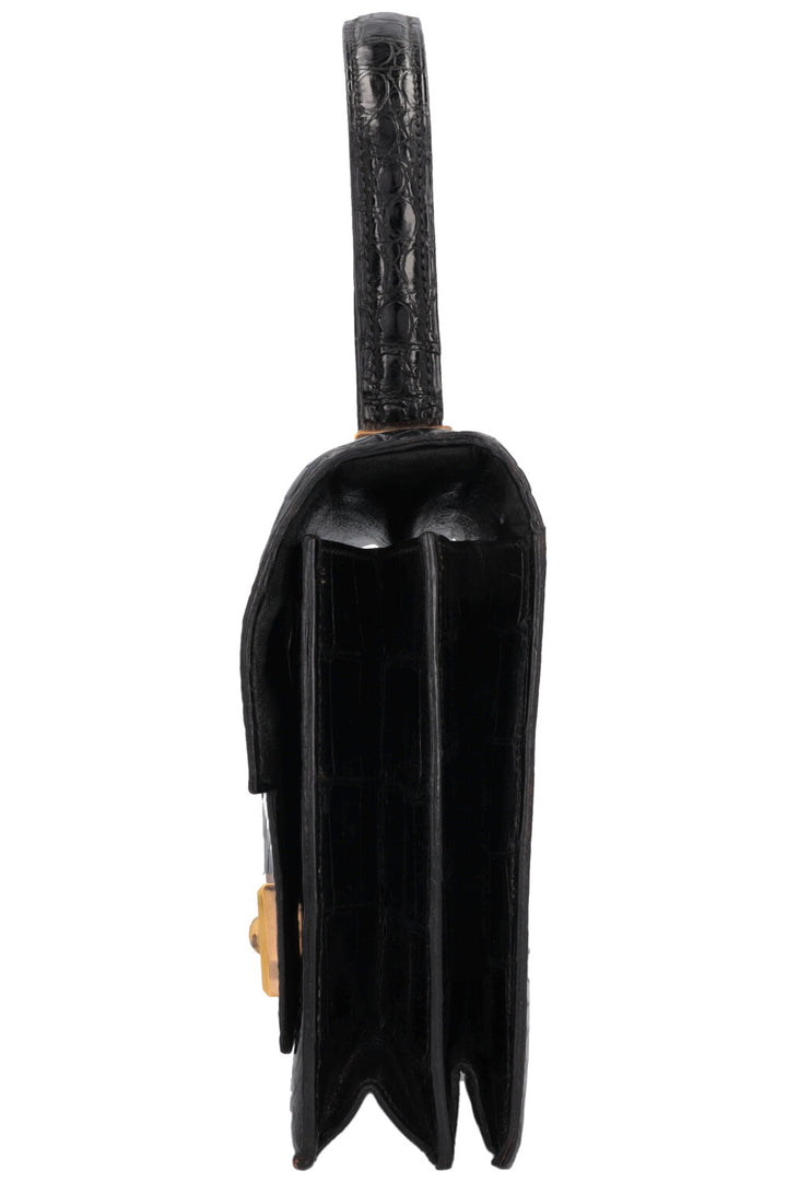 HERMÈS The Piano Handbag Black Porosus Croco