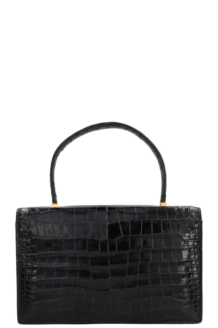 HERMÈS The Piano Handbag Black Porosus Croco