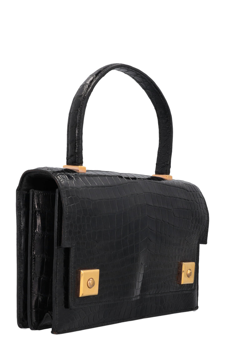 HERMÈS The Piano Handbag Black Porosus Croco