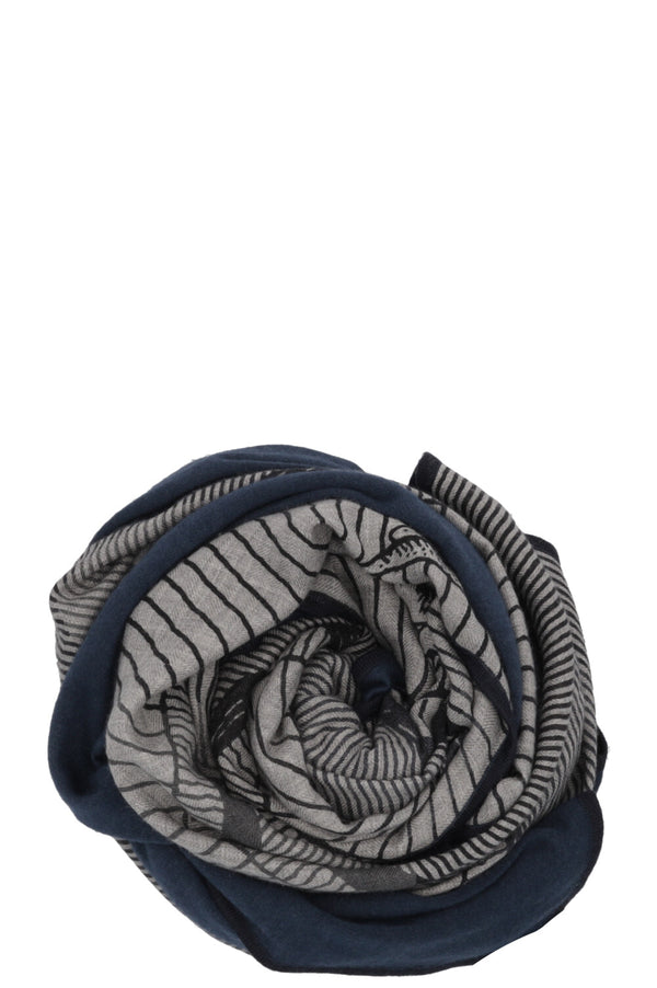 HERMÈS Scarf Cashmere Silk Blue Grey