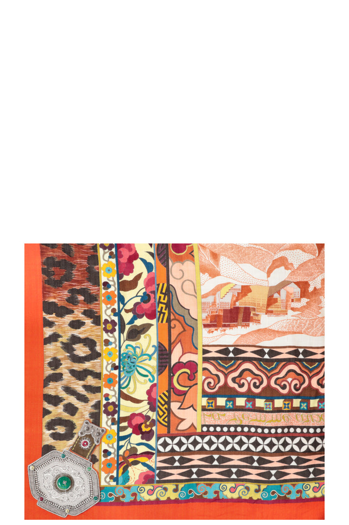 HERMÈS La Femme aux semelles de vent Scarf 140 Cashmere Orange