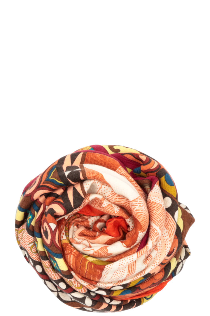 HERMÈS La Femme aux semelles de vent Scarf 140 Cashmere Orange