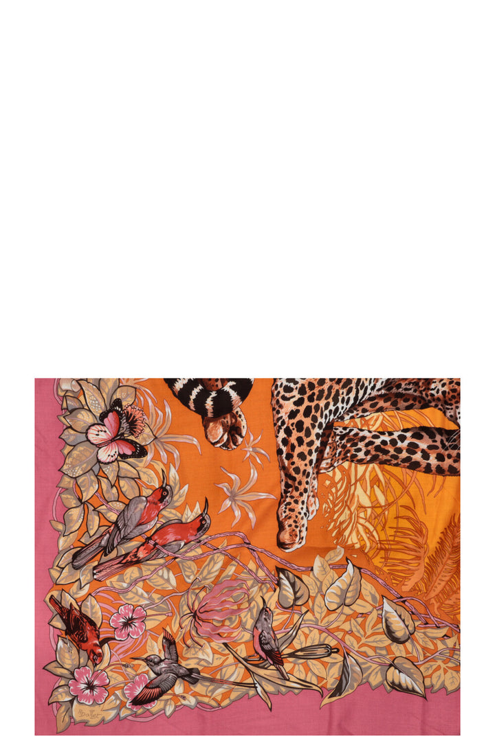 HERMÈS Jungle Love Scarf 140 Cashmere Pink