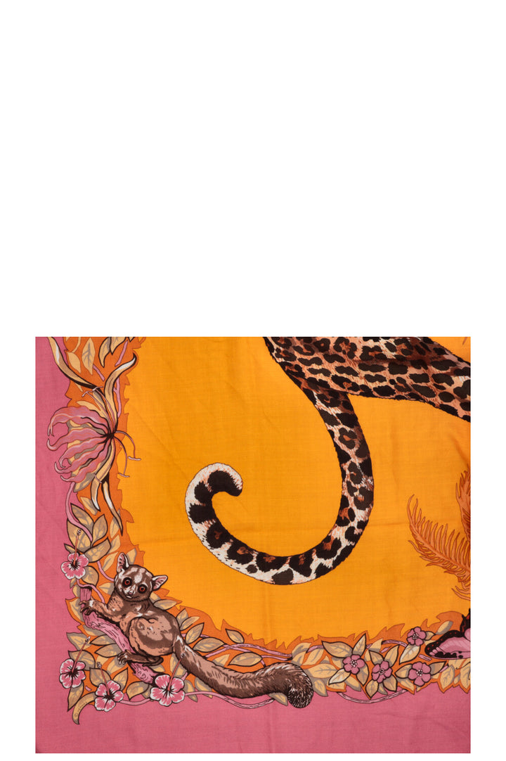 HERMÈS Jungle Love Scarf 140 Cashmere Pink