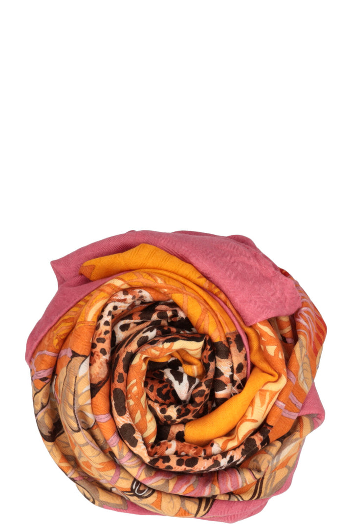 HERMÈS Jungle Love Scarf 140 Cashmere Pink