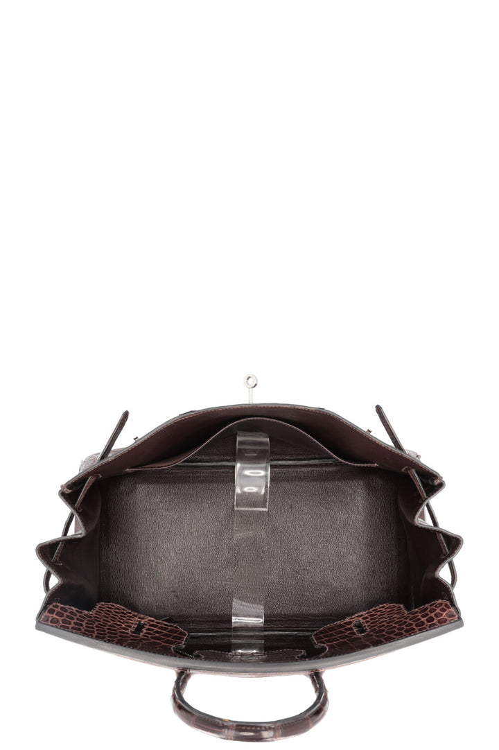 HERMÈS Birkin 35 Alligator Porosus Mat Havane Palladium