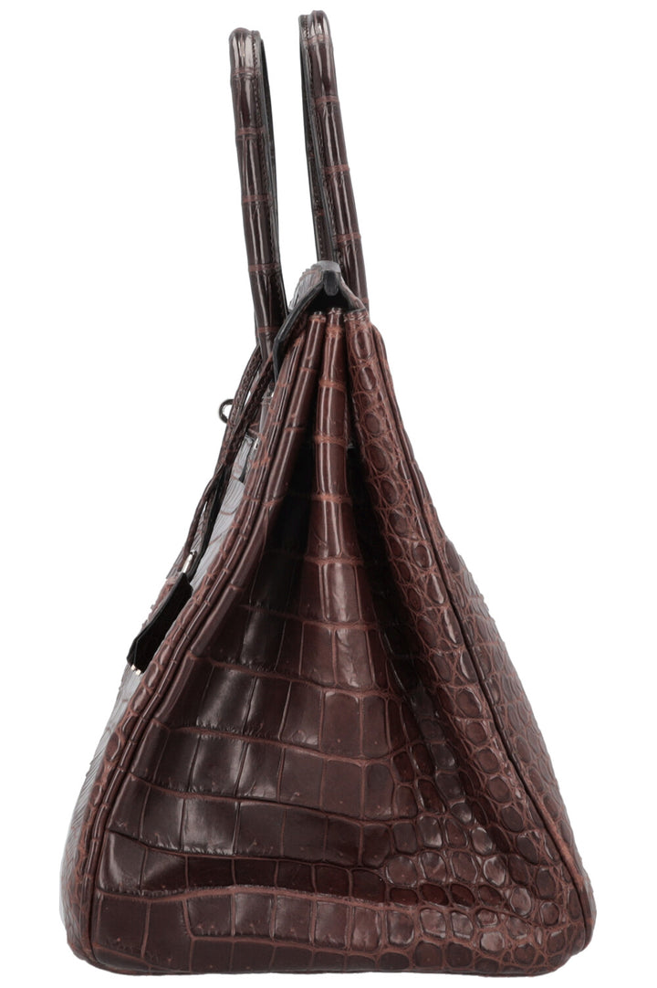 HERMÈS Birkin 35 Alligator Porosus Mat Havane Palladium