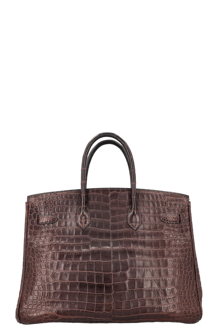HERMÈS Birkin 35 Alligator Porosus Mat Havane Palladium