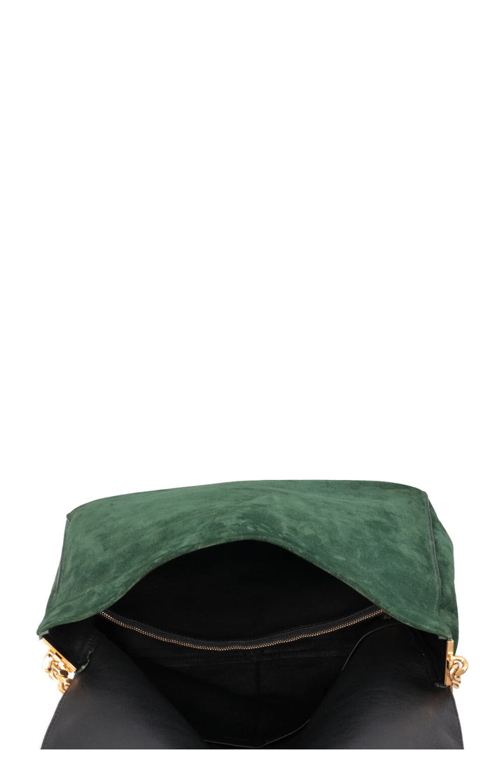 CÉLINE Gourmette Bag Suede Green