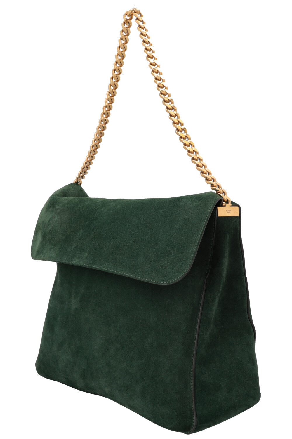 CÉLINE Gourmette Bag Suede Green