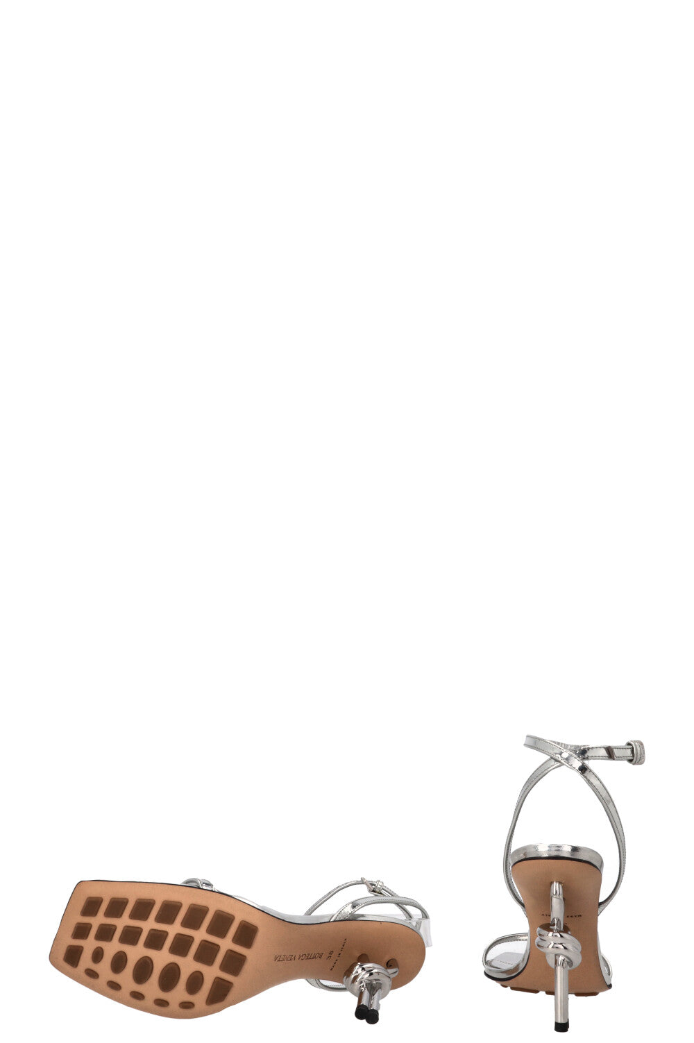 BOTTEGA VENETA Knot Heel Sandals Silver