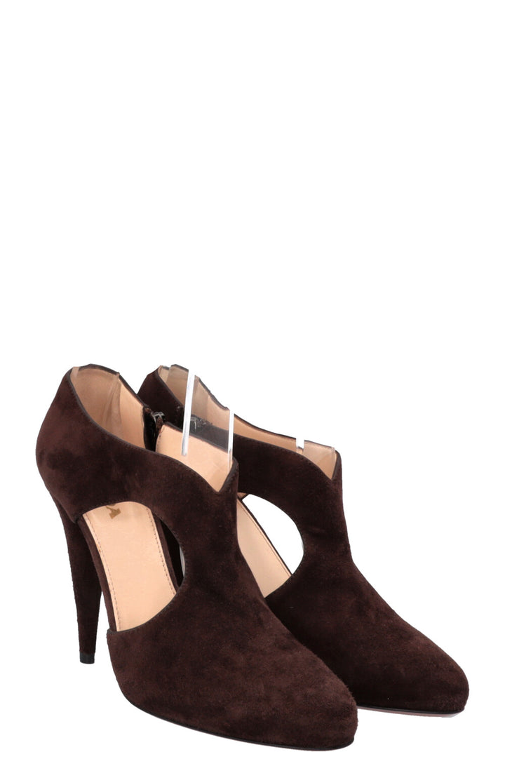 PRADA Cut Out Heels Suede Brown