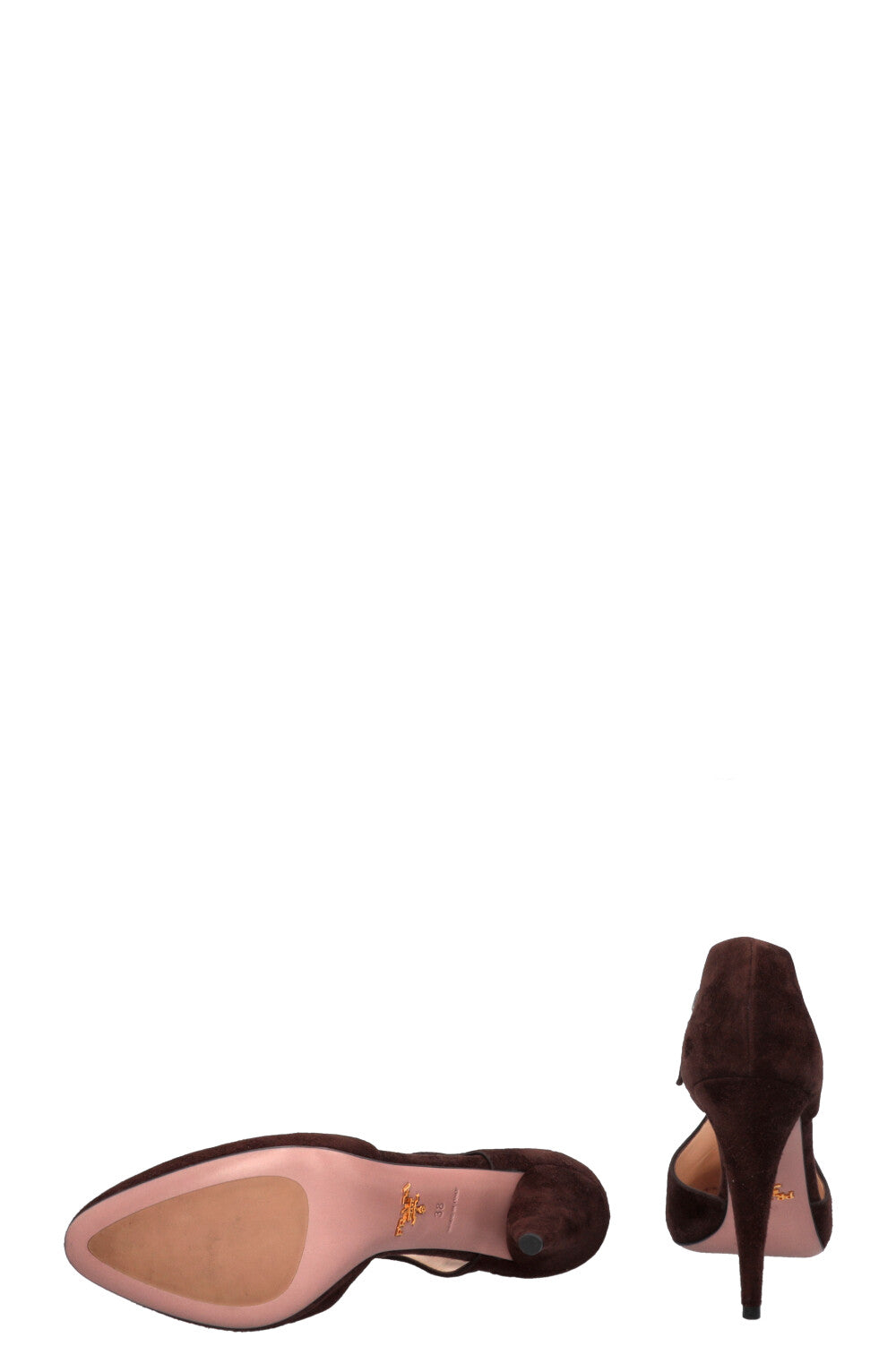 PRADA Cut Out Heels Suede Brown