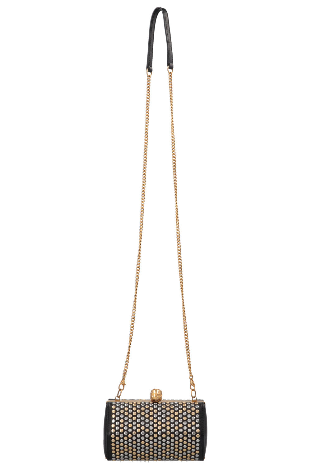 Pochette cloutée ALEXANDER MCQUEEN en cuir noir, or et argent