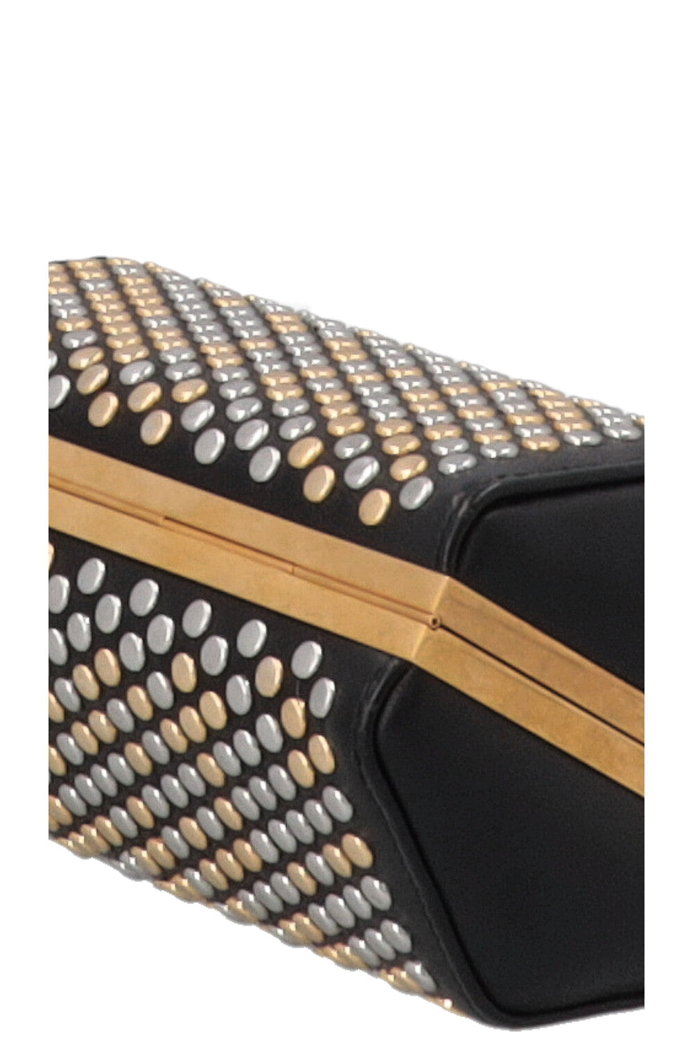 Pochette cloutée ALEXANDER MCQUEEN en cuir noir, or et argent