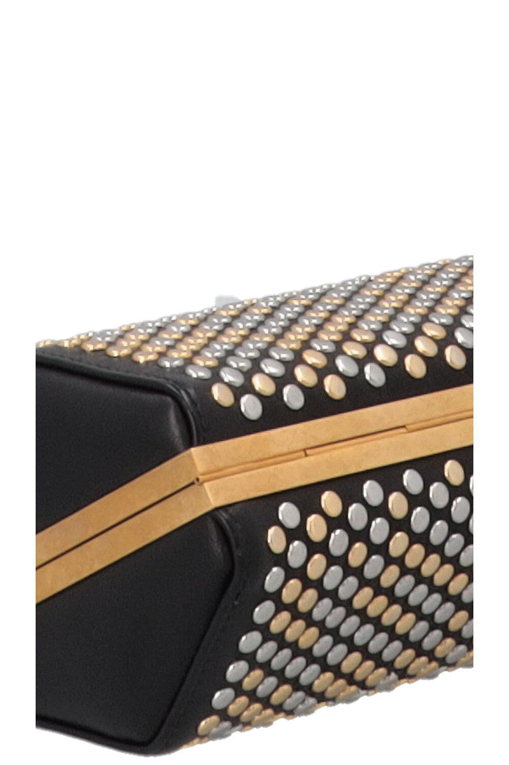 Pochette cloutée ALEXANDER MCQUEEN en cuir noir, or et argent