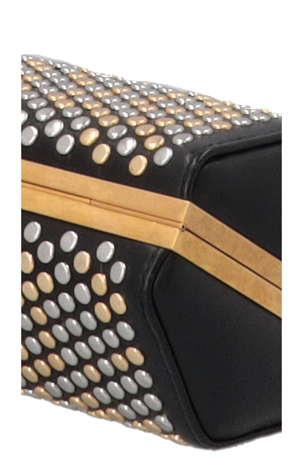Pochette cloutée ALEXANDER MCQUEEN en cuir noir, or et argent