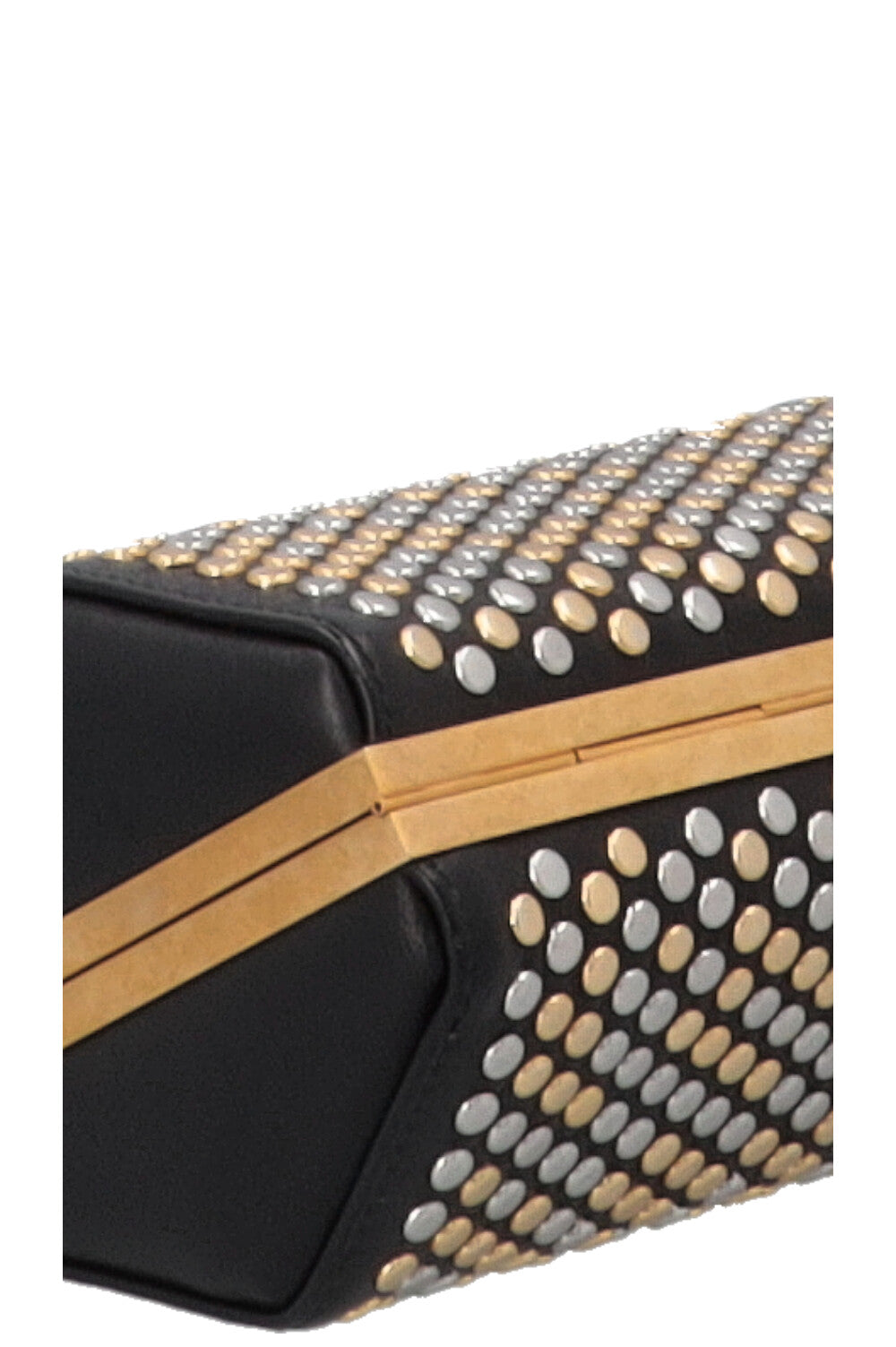 Pochette cloutée ALEXANDER MCQUEEN en cuir noir, or et argent