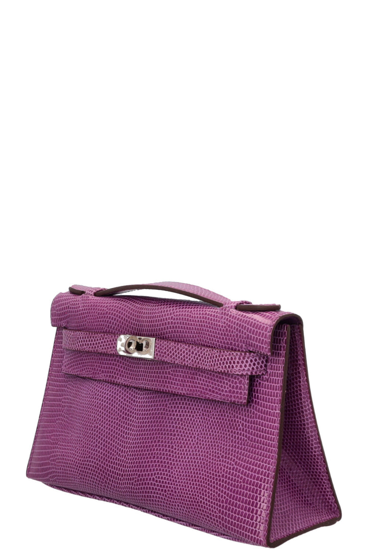 HERMÈS Kelly Pochette Lizard Violet