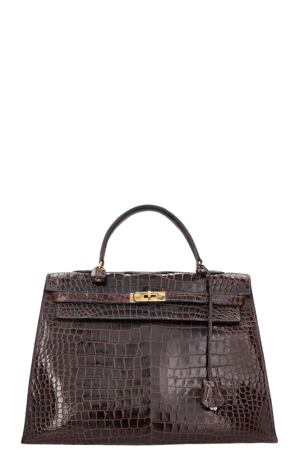 HERMÈS Vintage Kelly 35 Alligator Mississippiensis Chocolat