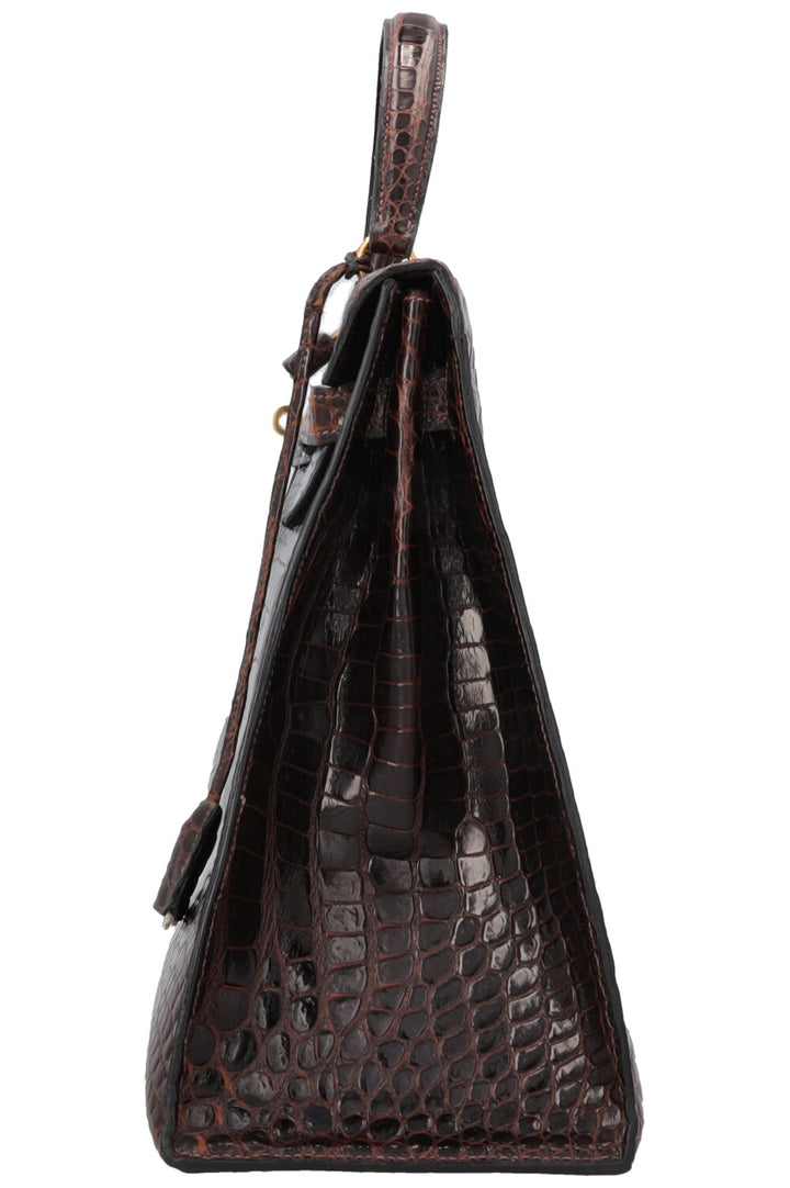 HERMÈS Vintage Kelly 35 Alligator Mississippiensis Chocolat
