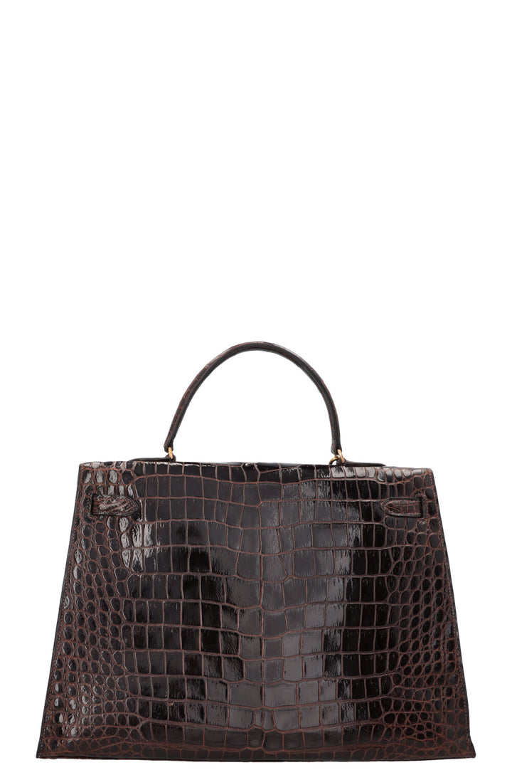 HERMÈS Vintage Kelly 35 Alligator Mississippiensis Chocolat