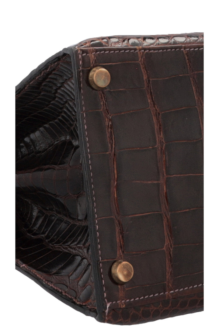 HERMÈS Vintage Kelly 35 Alligator Mississippiensis Chocolat