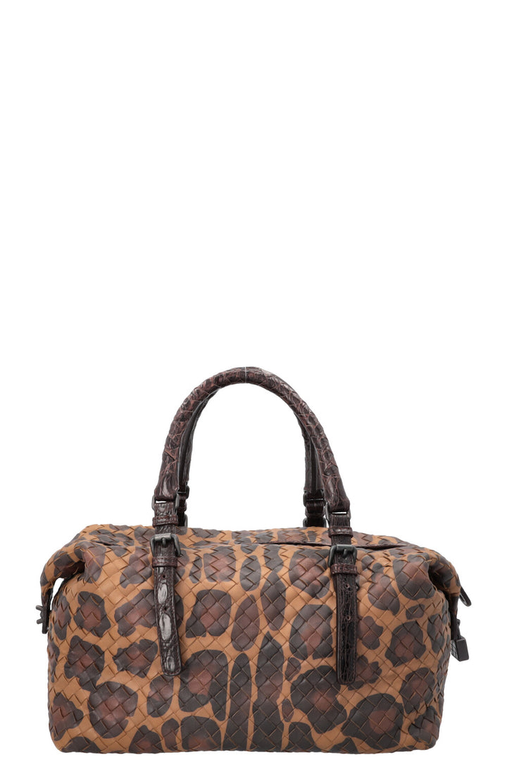 BOTTEGA VENETA Boston Bag Intrecciato Cheetah Brown