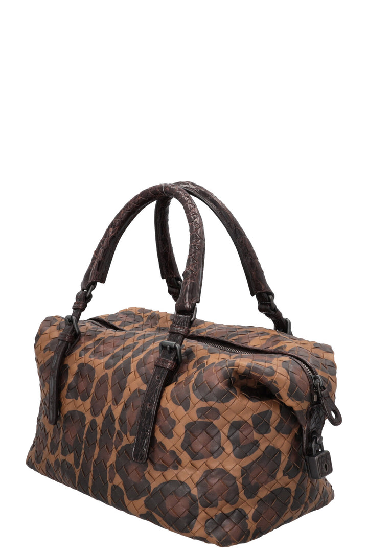 BOTTEGA VENETA Boston Bag Intrecciato Cheetah Brown