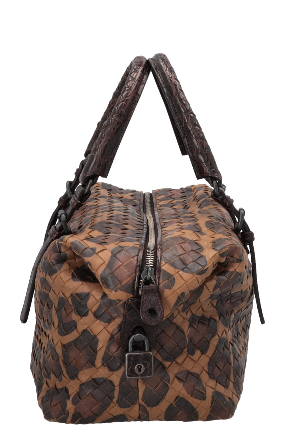 BOTTEGA VENETA Boston Bag Intrecciato Cheetah Brown
