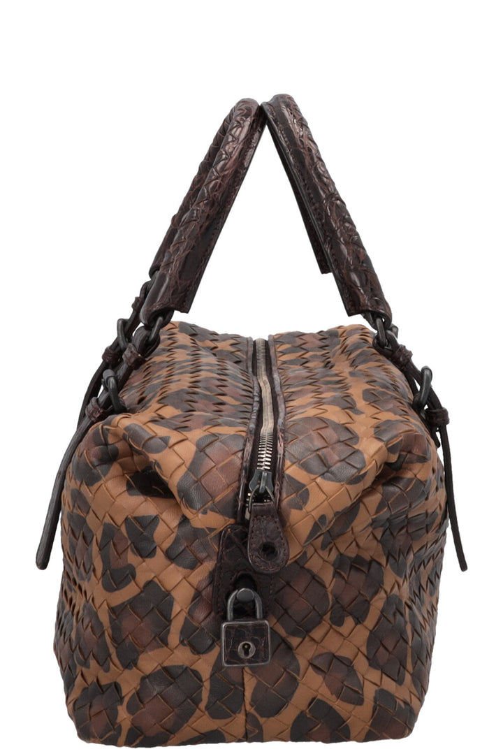 BOTTEGA VENETA Boston Bag Intrecciato Cheetah Brown