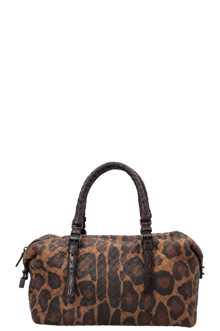 BOTTEGA VENETA Boston Bag Intrecciato Cheetah Brown