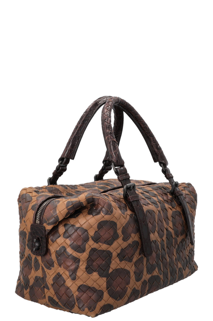 BOTTEGA VENETA Boston Bag Intrecciato Cheetah Brown