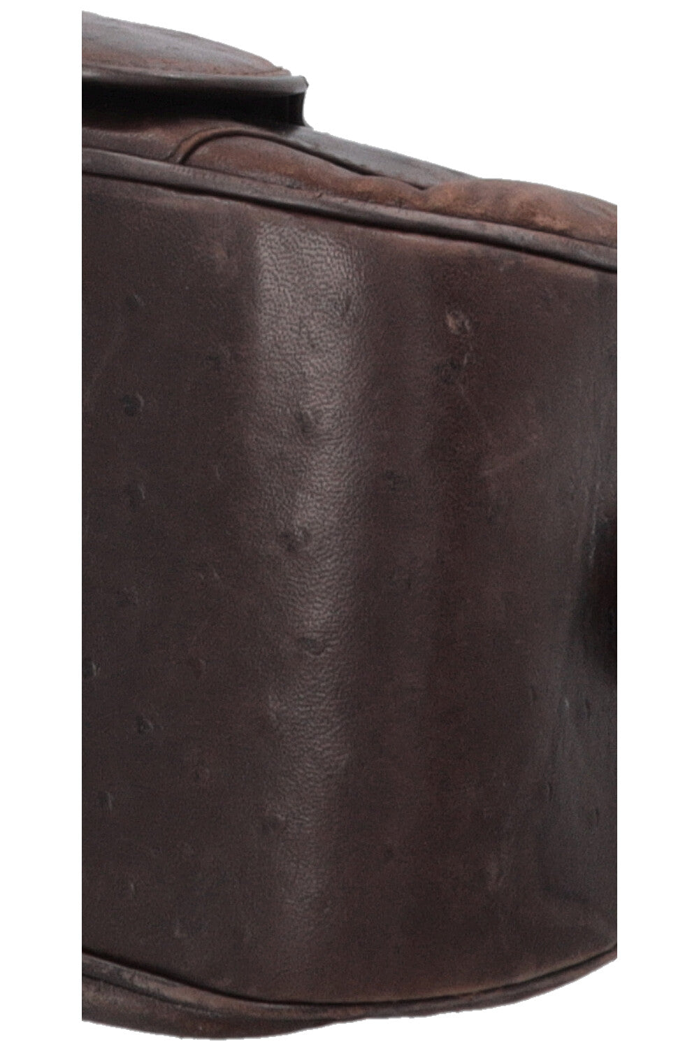 CHRISTIAN DIOR Double Saddle Bowler Bag Ostrich Brown