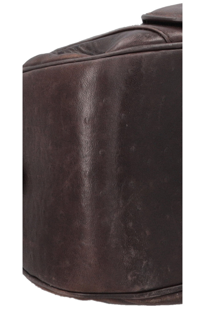 CHRISTIAN DIOR Double Saddle Bowler Bag Ostrich Brown