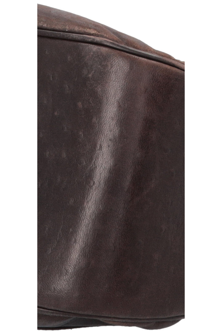 CHRISTIAN DIOR Double Saddle Bowler Bag Ostrich Brown