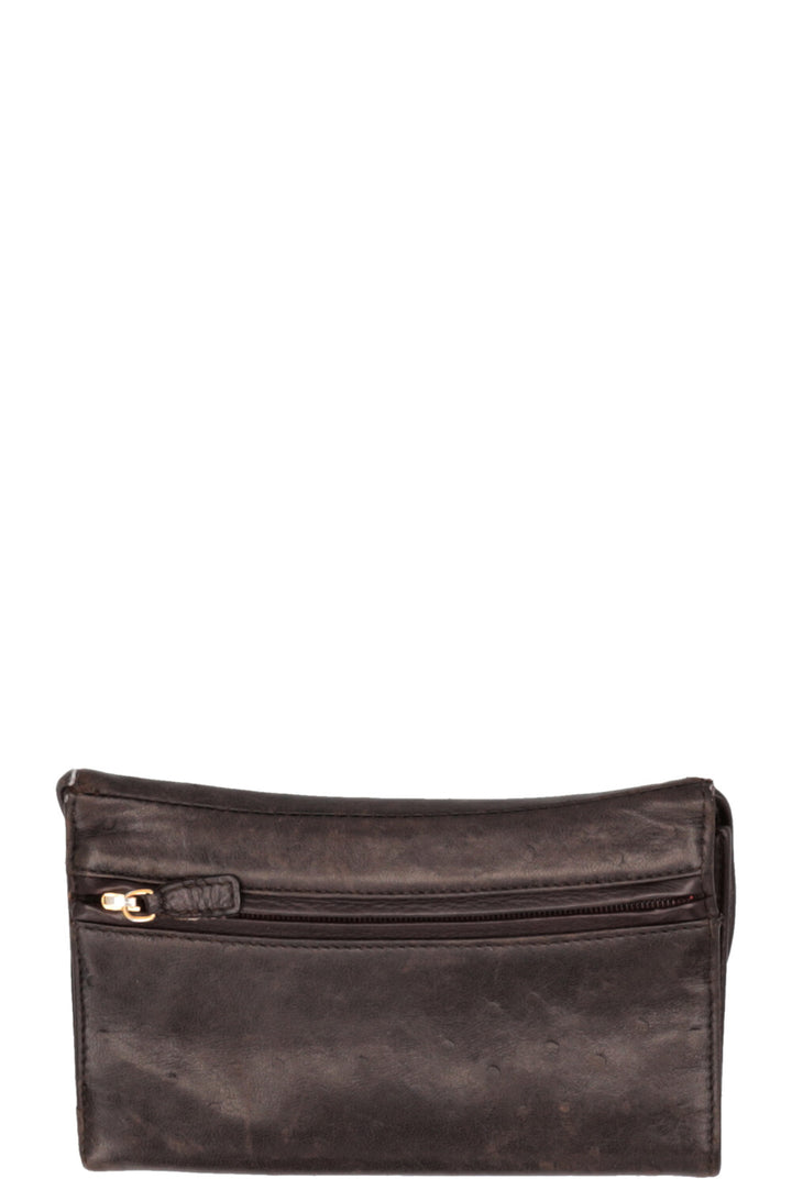 Portefeuille Saddle Christian Dior marron autruche