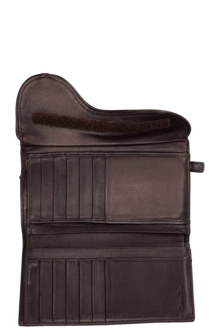 Portefeuille Saddle Christian Dior marron autruche