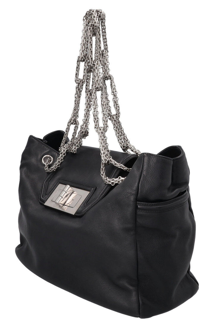 CHANEL Mademoiselle Turnlock Tote Bag Black