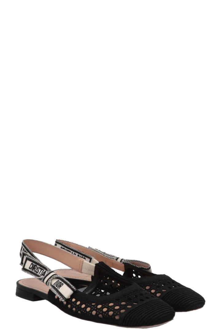 CHRISTIAN DIOR Lace Moi Slingback Ballet Flats Black