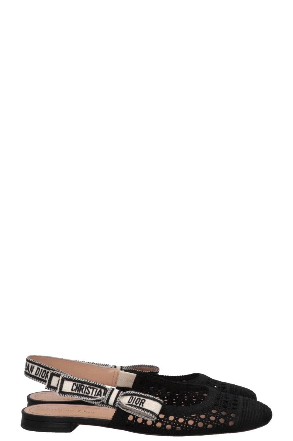 CHRISTIAN DIOR Lace Moi Slingback Ballet Flats Black