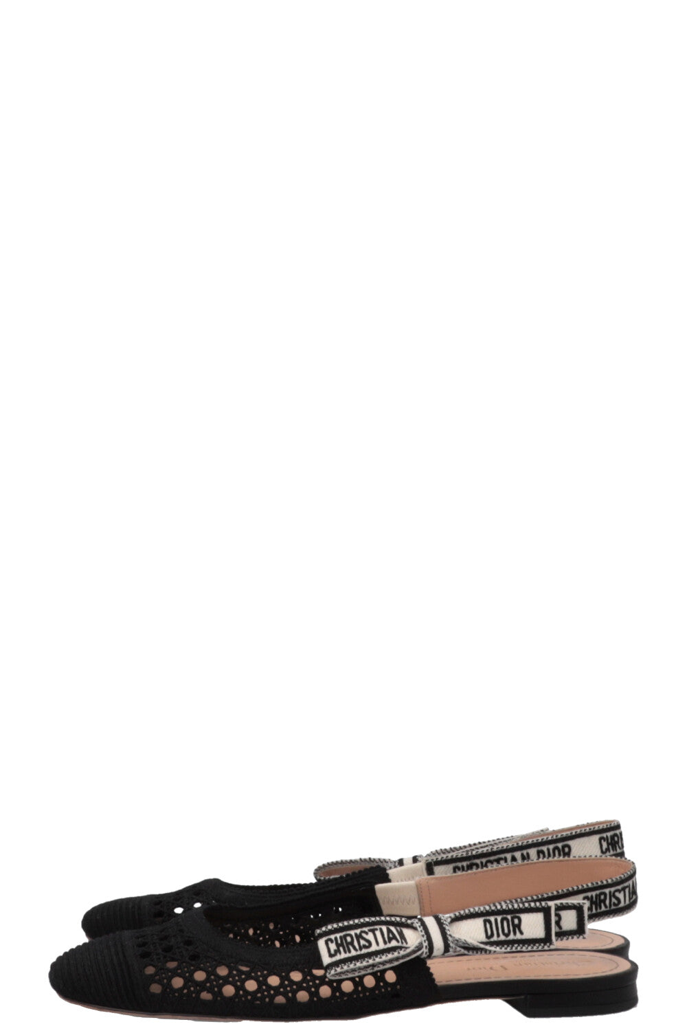 CHRISTIAN DIOR Lace Moi Slingback Ballet Flats Black